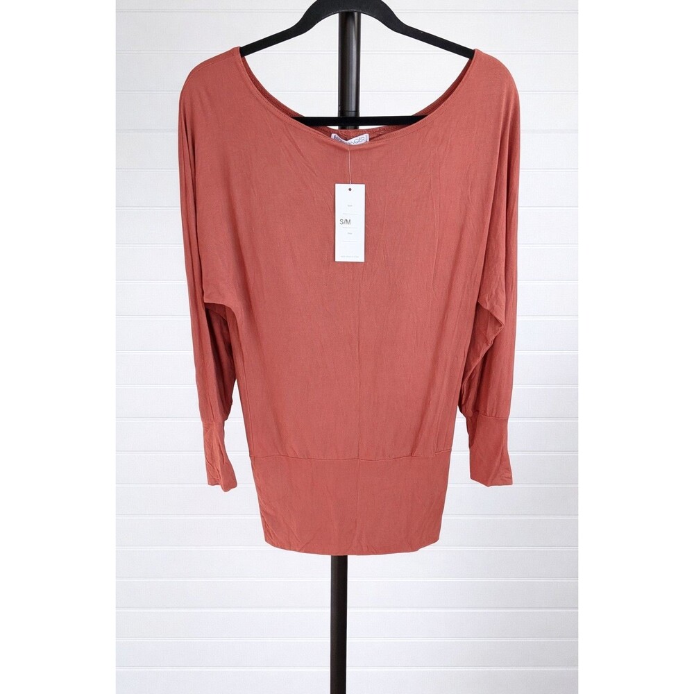 NWT Hothanger Rust Boat Neck Long Sleeve Top  Small